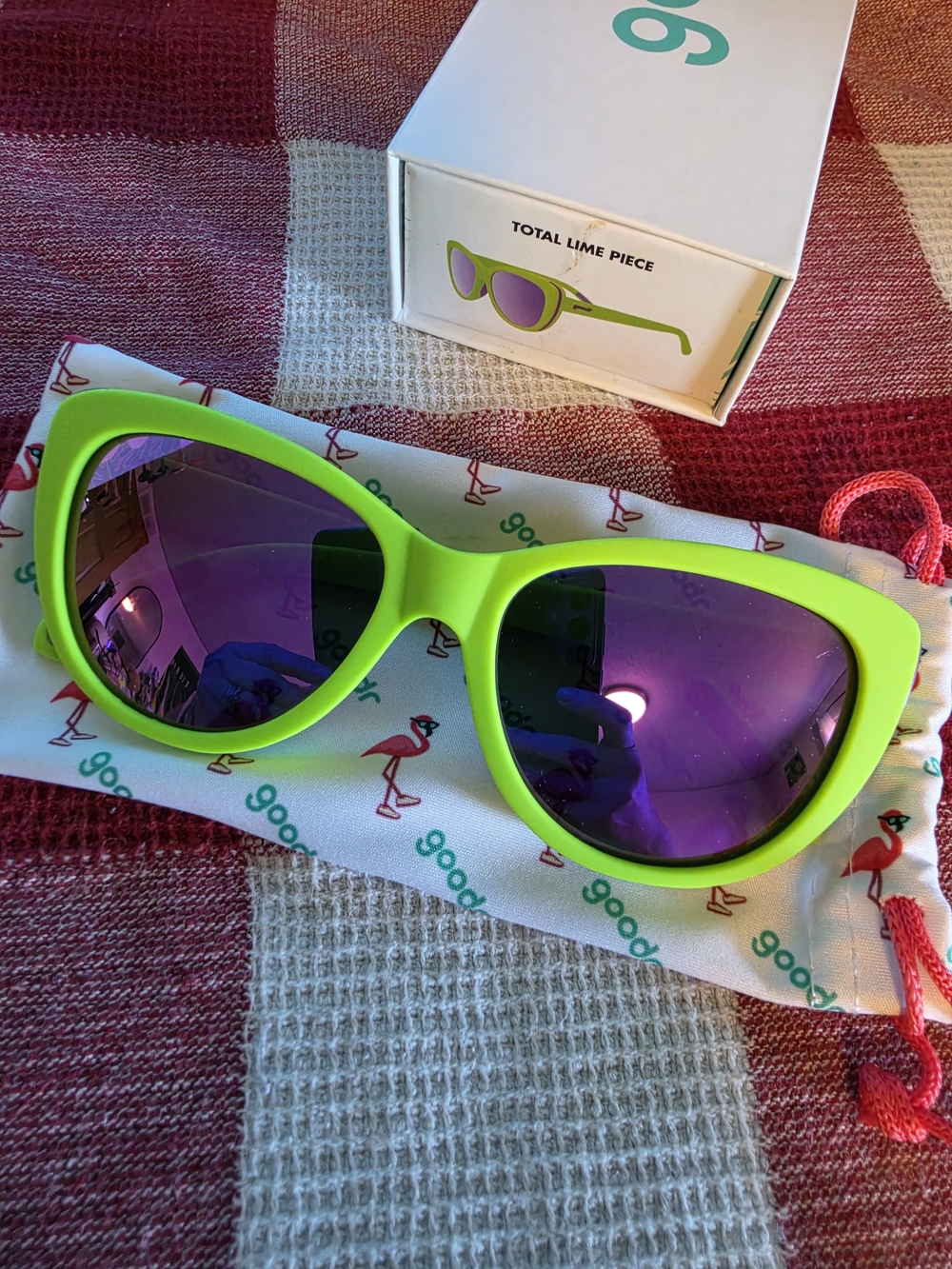 Goodr Lime Green Sunglasses with Purple Mirrored Lenses
